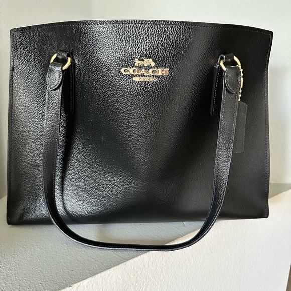 Coach Black Leather Tote Bag - Picture 1 of 6